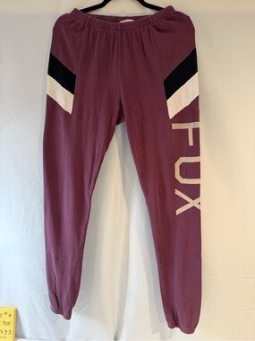 Wildfox Retro Varsity Graphic Joggers / Sweatpants - Mauve Purple S